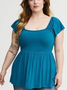 torrid Teal Jersey Scoop Neck Top